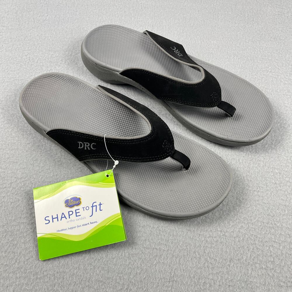 Dr. Comfort NWT Shannon Black Shape To Fit Thong Flip Flop Sandal Women's 10